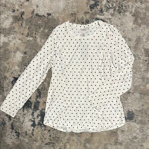 Chico’s White/Black Polka Dot Long Sleeve Top